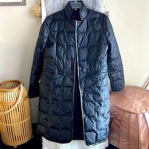 Via Spiga feather down leather trim quilted coat